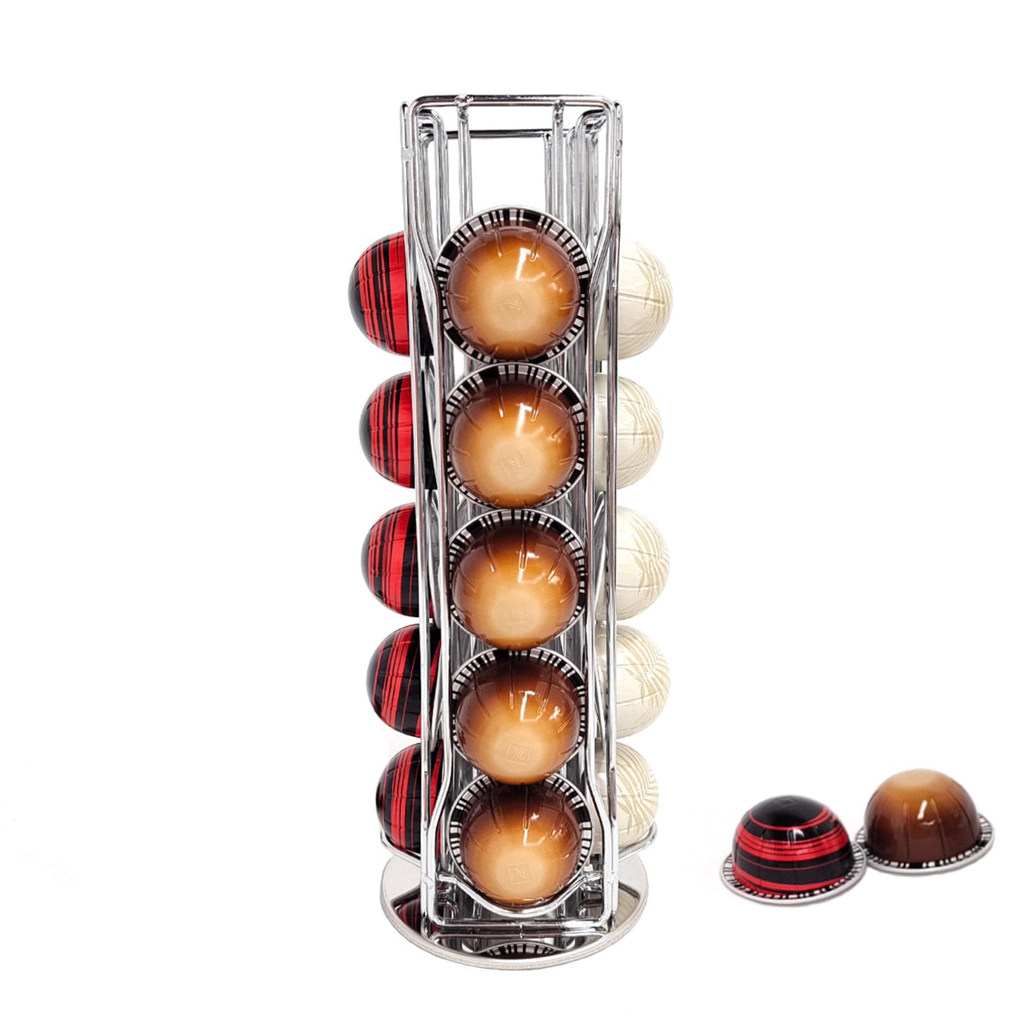 ☕ 360° Drehbarer Kapselhalter – Große Kapazität für Nespresso & Vertuo Kaffeekapseln