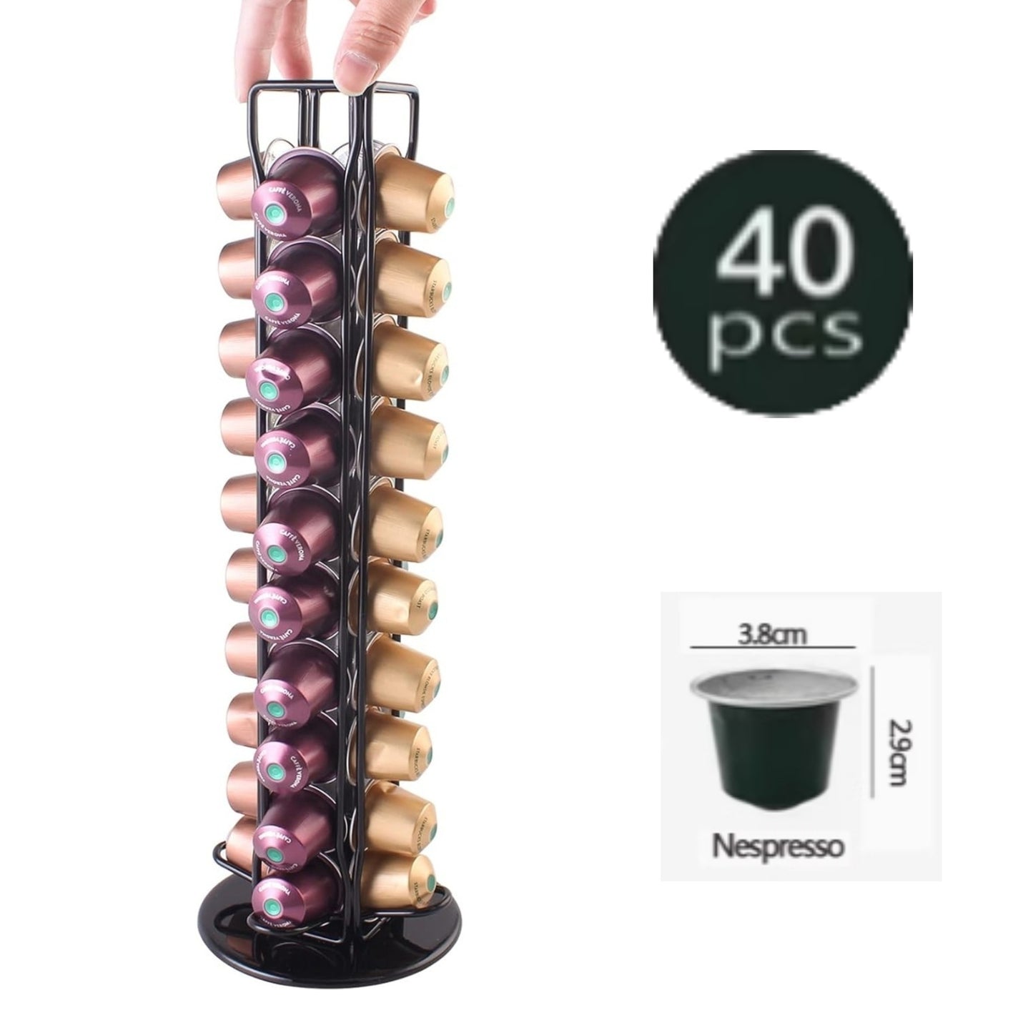 ☕ 360° Drehbarer Kapselhalter – Große Kapazität für Nespresso & Vertuo Kaffeekapseln
