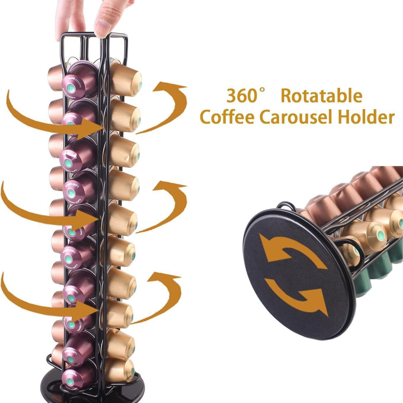 ☕ 360° Drehbarer Kapselhalter – Große Kapazität für Nespresso & Vertuo Kaffeekapseln