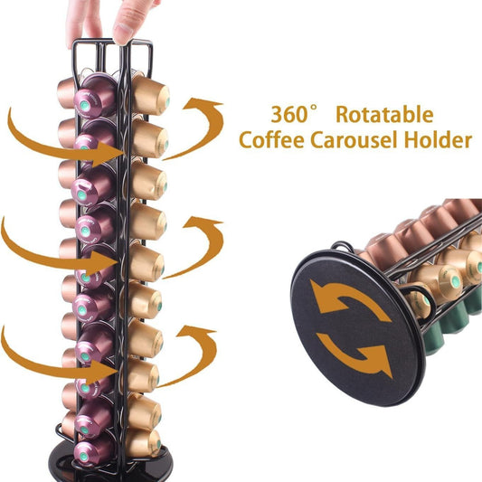 ☕ 360° Drehbarer Kapselhalter – Große Kapazität für Nespresso & Vertuo Kaffeekapseln
