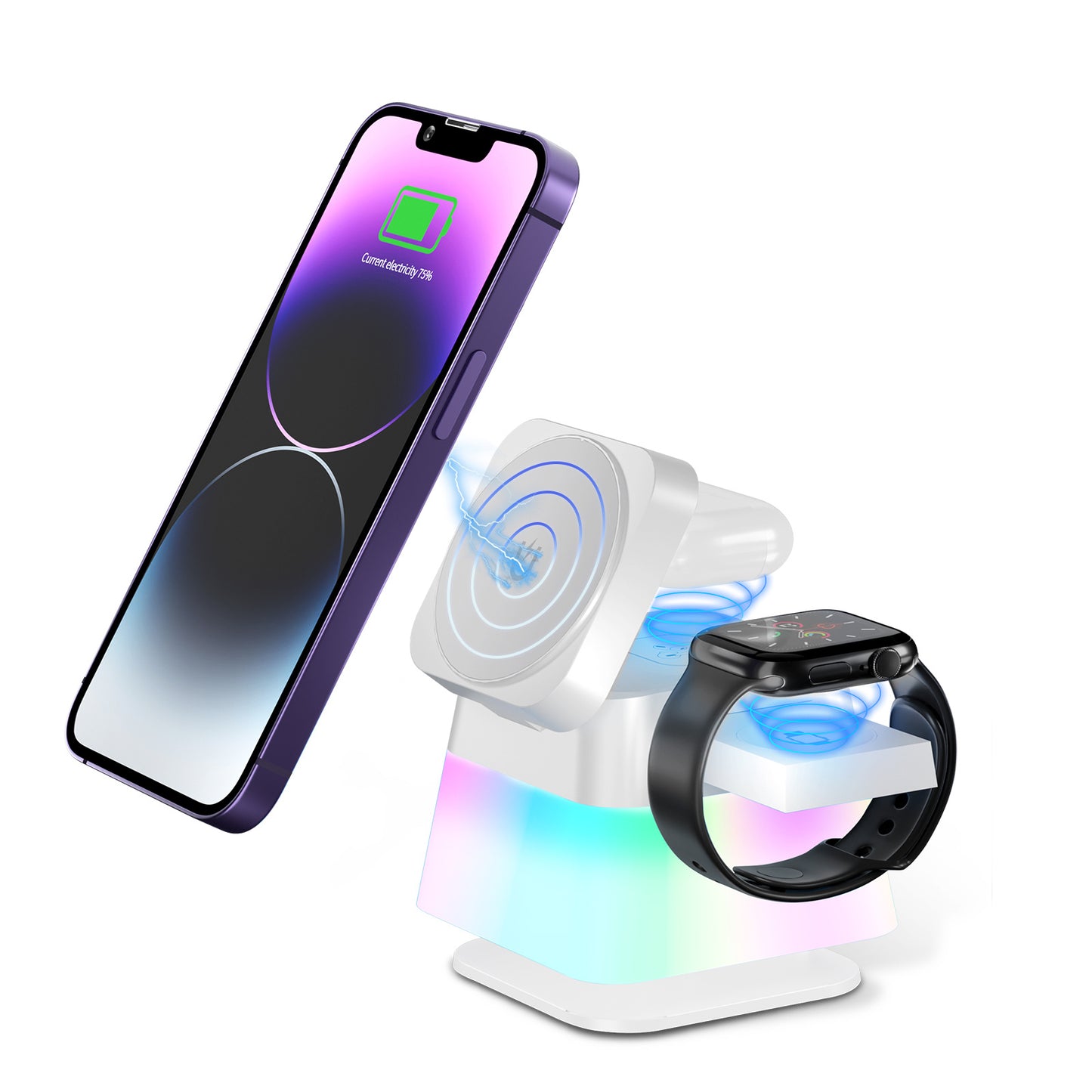 4-in-1 Magnetische Wireless Ladestation mit Nachtlicht – Für iPhone, Apple Watch & AirPods – Rotierbar & Kompakt