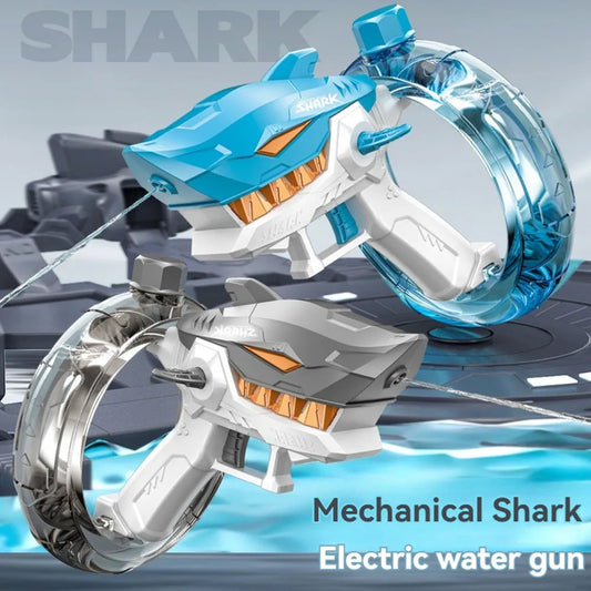 Elektrische Hai-Wasserpistole für Kinder – Vollautomatisch, Großer Tank, Starkes Strahlwasser, Wiederaufladbar, Sommer-Spielzeug