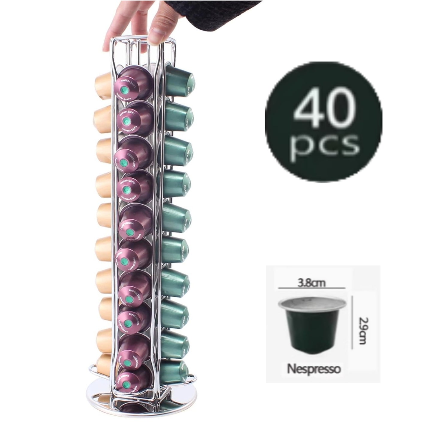 ☕ 360° Drehbarer Kapselhalter – Große Kapazität für Nespresso & Vertuo Kaffeekapseln