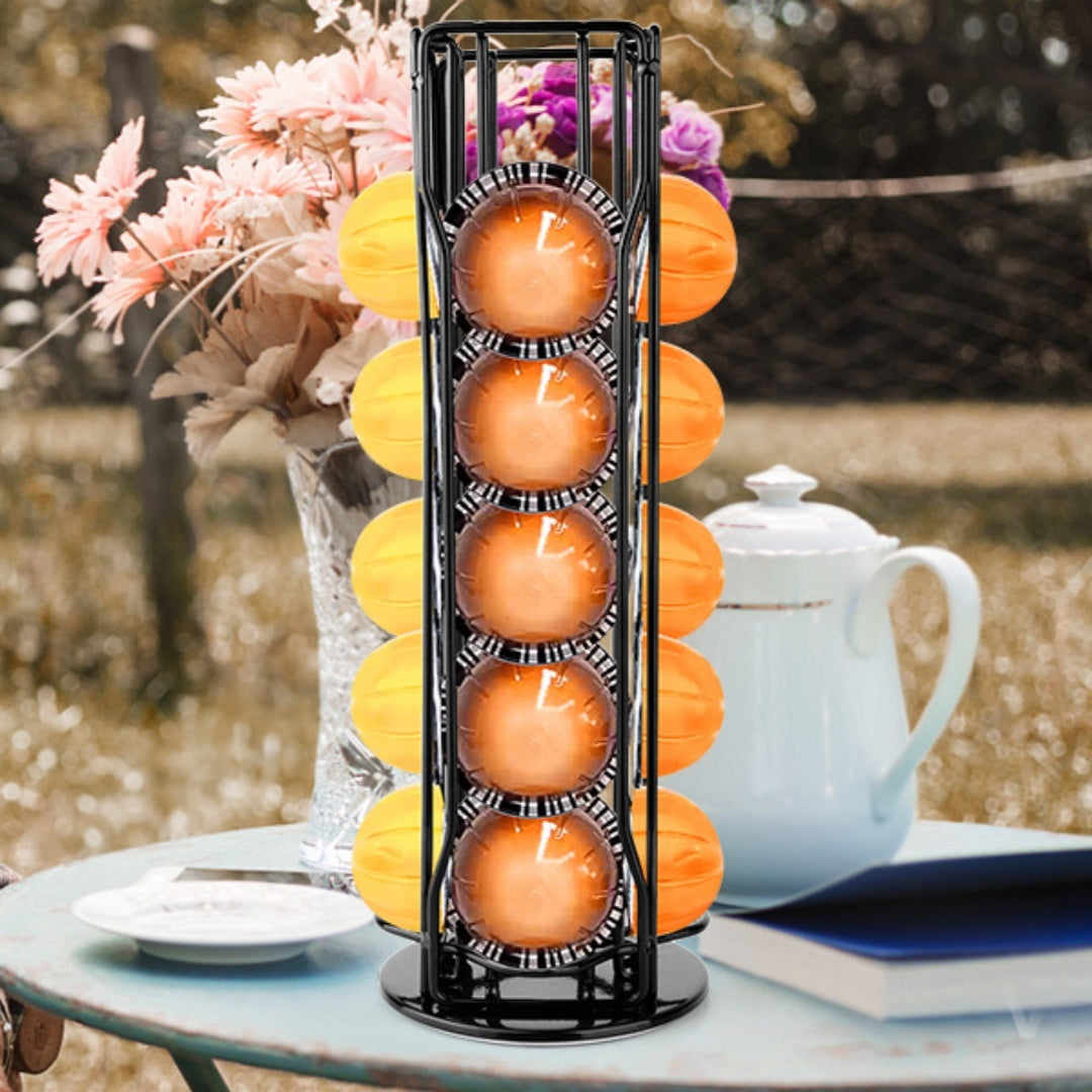 ☕ 360° Drehbarer Kapselhalter – Große Kapazität für Nespresso & Vertuo Kaffeekapseln