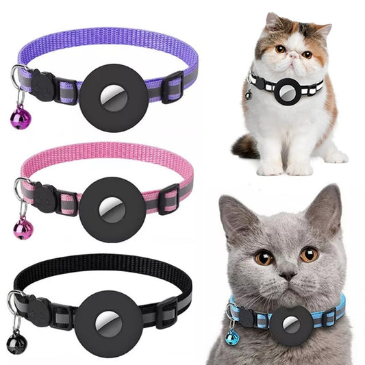 Reflektierendes Halsband mit AirTag-Halterung – Wasserdicht & Verstellbar für Hunde & Katzen – Nylon, Ideal für alle Jahreszeiten