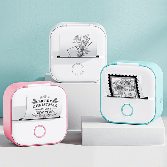 Phomemo T02 Mini Bluetooth Thermodrucker – Mobiler Taschen-Drucker ohne Tinte, kompatibel mit iOS & Android, kabelloser Etikettendruck