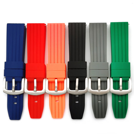 Silikon Uhrenarmband mit Vertikalreifen-Muster – 20mm / 22mm / 24mm – Verschiedene Farben
